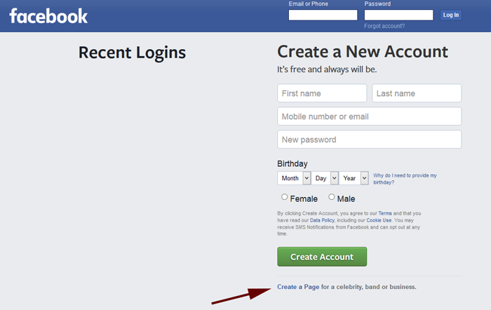 how to create a fb account for a business